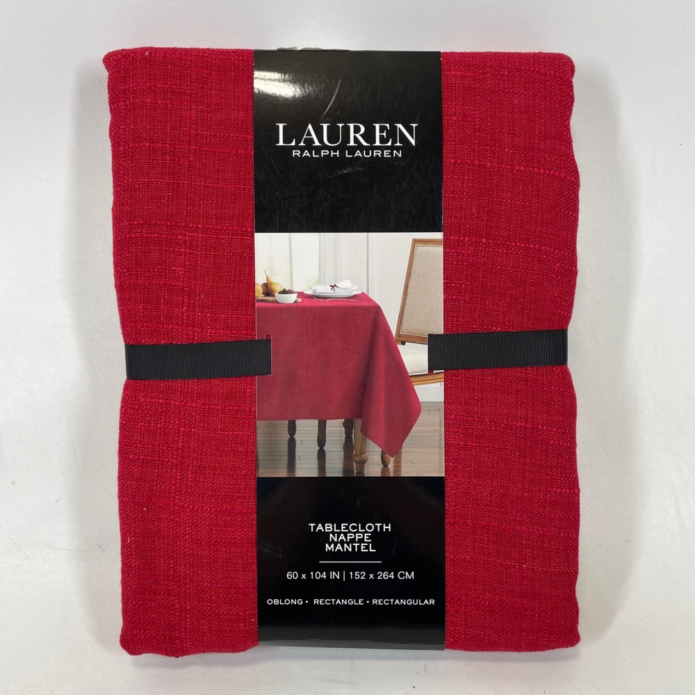 Lauren Ralph Lauren Red Textured Tablecloth 60x104 Oblong Rectangle Seats 8-10